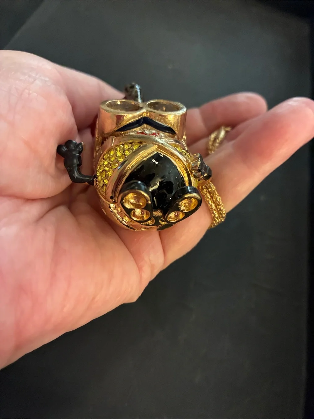Novelty Minion Pendant Necklace - Red, Gold, Black NWOT